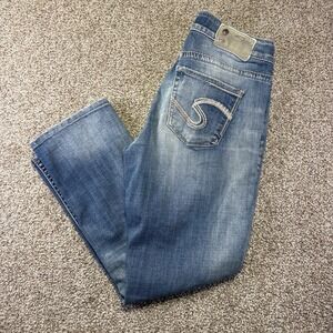 Silver Jeans Co Suki Capri Jeans Womens 28x24 Blue Stretch Embroidered Denim